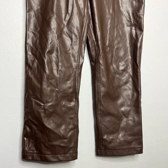 Abercrombie & Fitch The 90s Straight Ultra High Rise Curve Love Leather Pants DD - Picture 8 of 10
